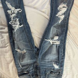 Oasis Blue Boyfriend Jeans Distressed Vintage Look